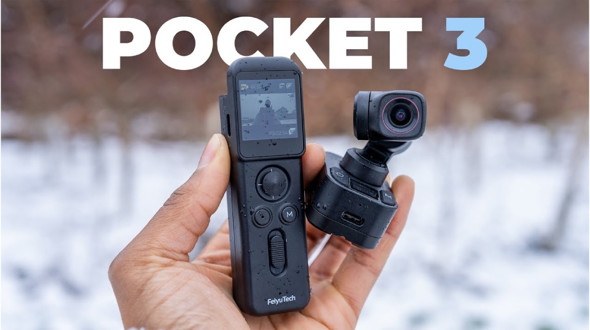Feiyu Pocket 3 كاميرا مدمجة بمانع اهتزاز بتصوير فيديو 4K